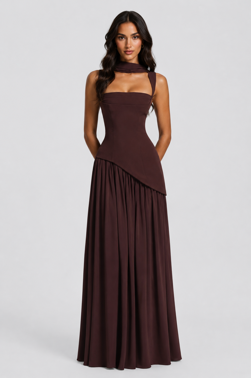 Madison Carter Corset Scarf Homecoming Dress