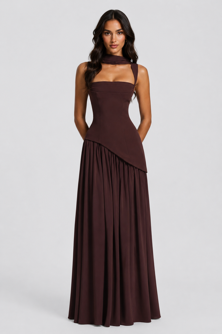 Madison Carter Corset Scarf Homecoming Dress