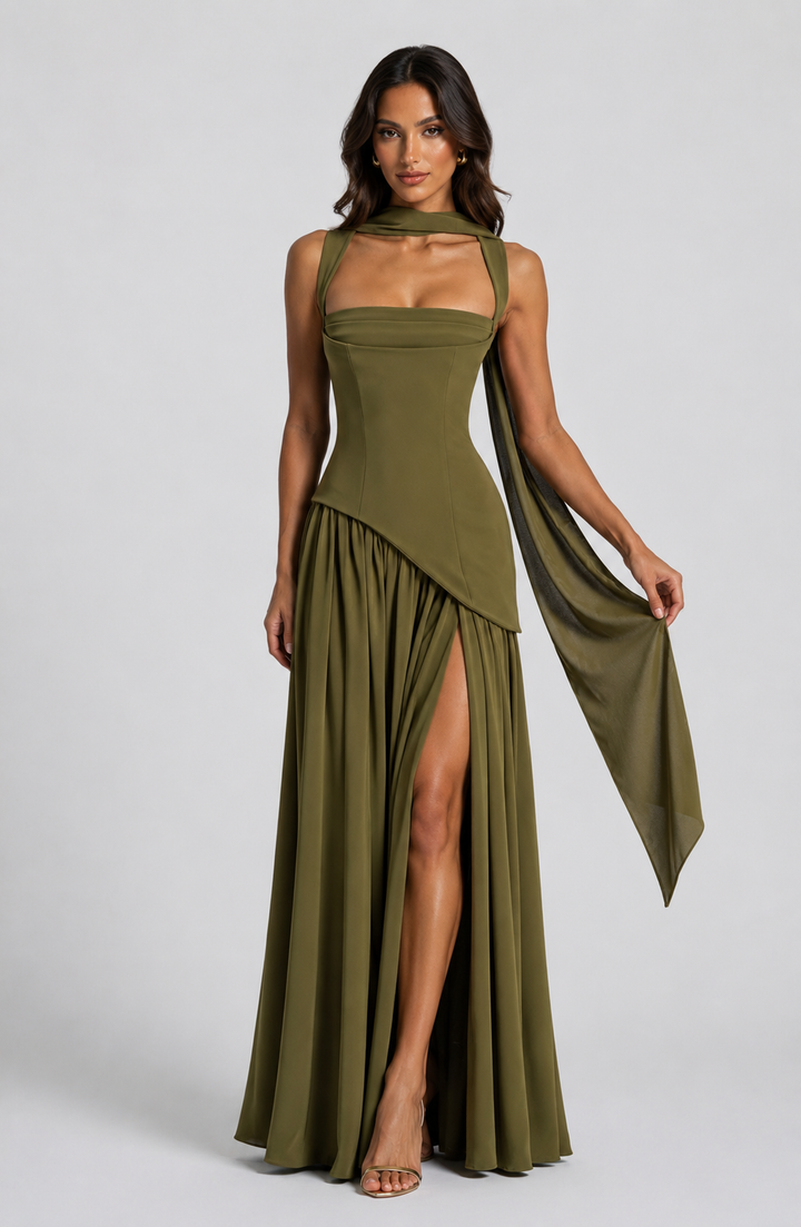 Madison Carter Corset Scarf Homecoming Dress