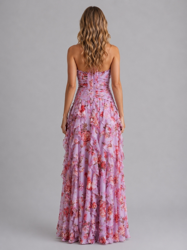 Camille Harper Floral Halter Homecoming Dress