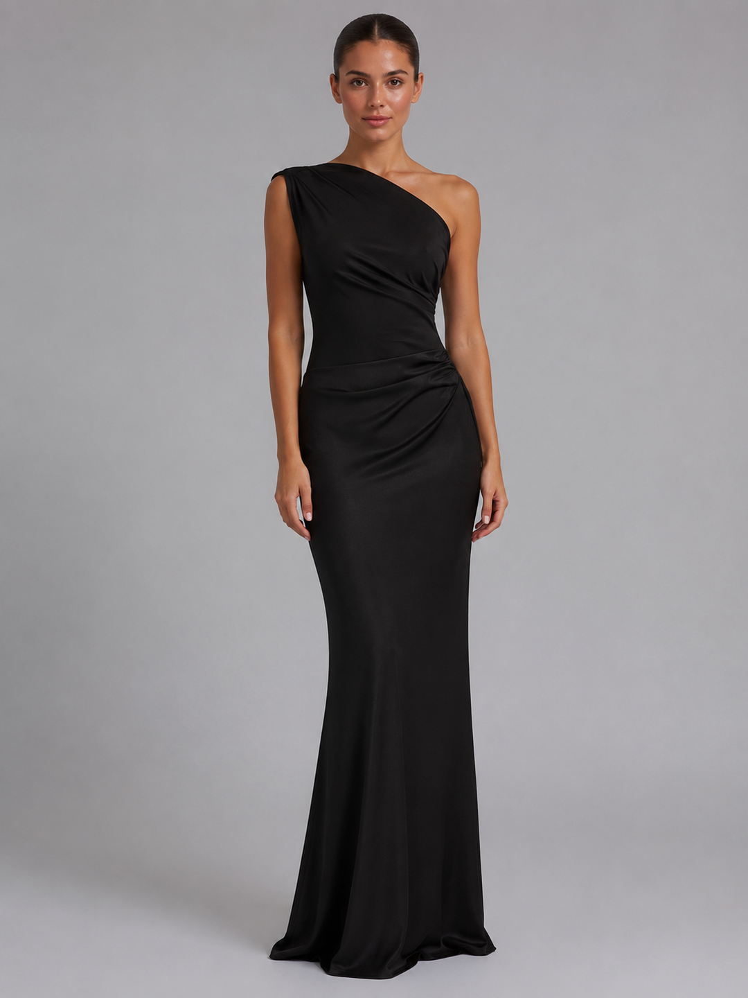 Claire Bennett One-Shoulder Satin Homecoming Dress