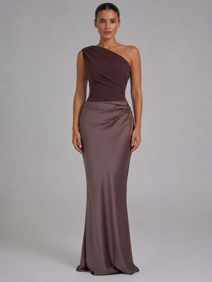 Claire Bennett One-Shoulder Satin Homecoming Dress