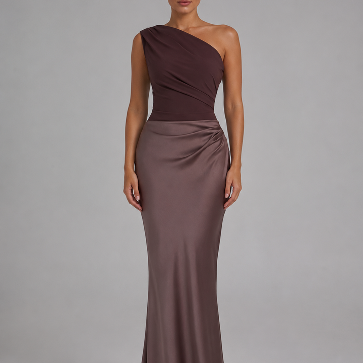 Claire Bennett One-Shoulder Satin Homecoming Dress