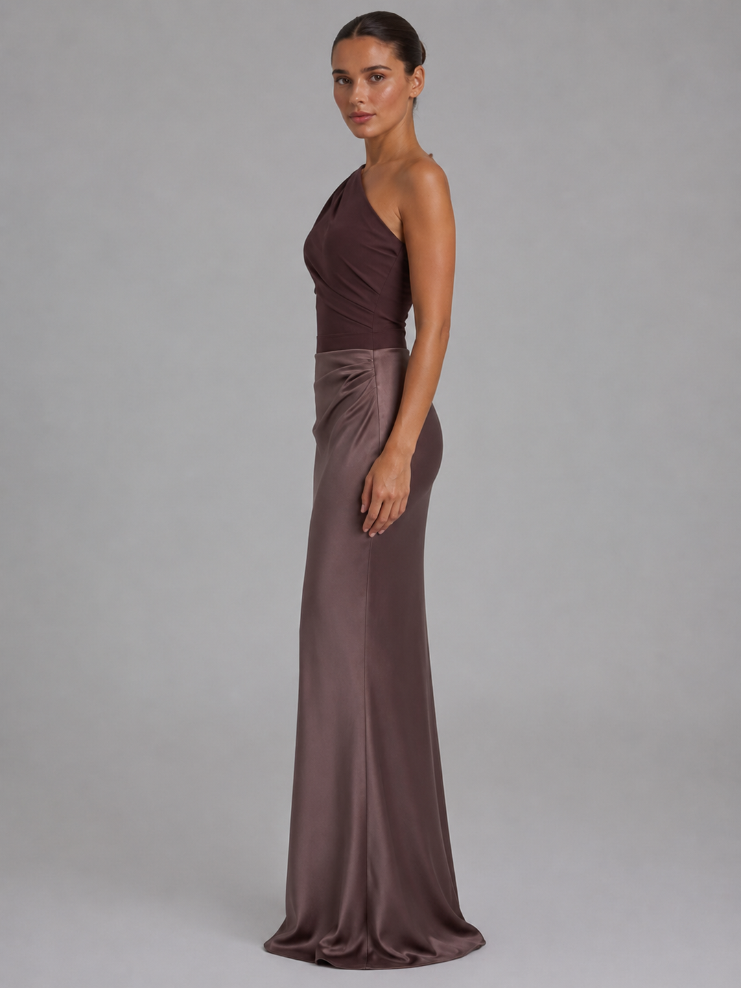 Claire Bennett One-Shoulder Satin Homecoming Dress