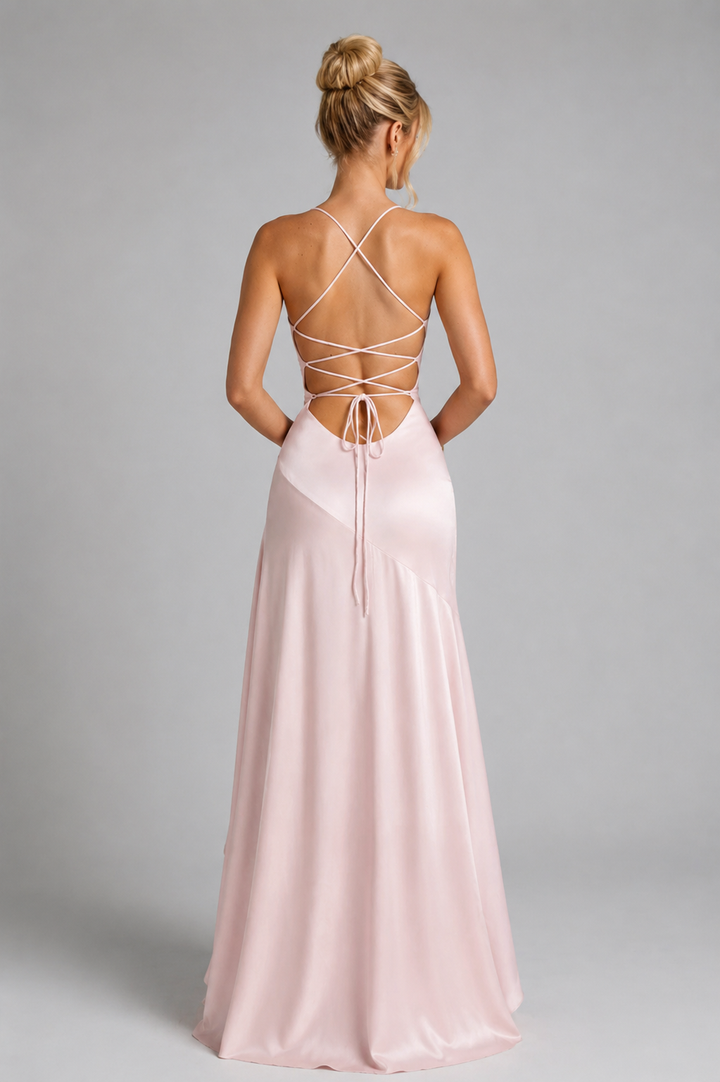 Madison Blake Strappy High Slit Homecoming Dress