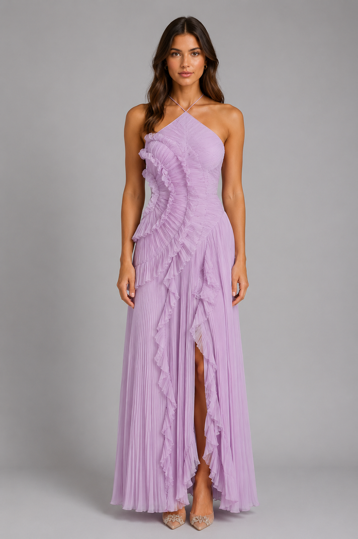 Lillian Brooks Pleated Ruffle Homecoming Dress