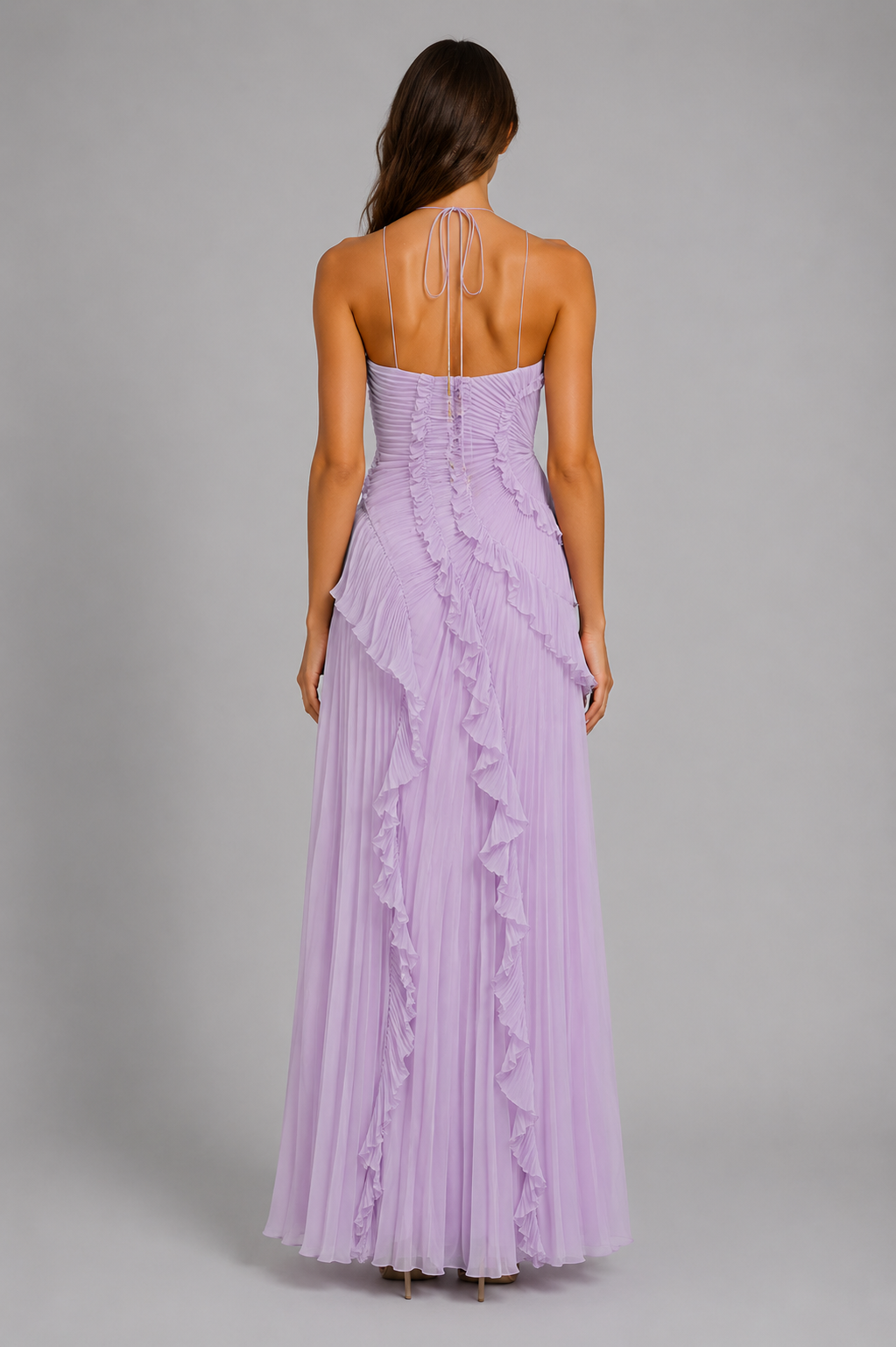 Lillian Brooks Pleated Ruffle Homecoming Dress