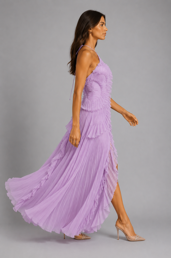 Lillian Brooks Pleated Ruffle Homecoming Dress