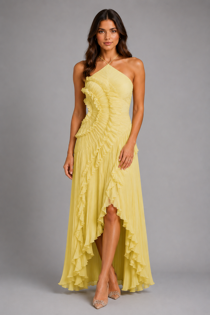 Lillian Brooks Pleated Ruffle Homecoming Dress