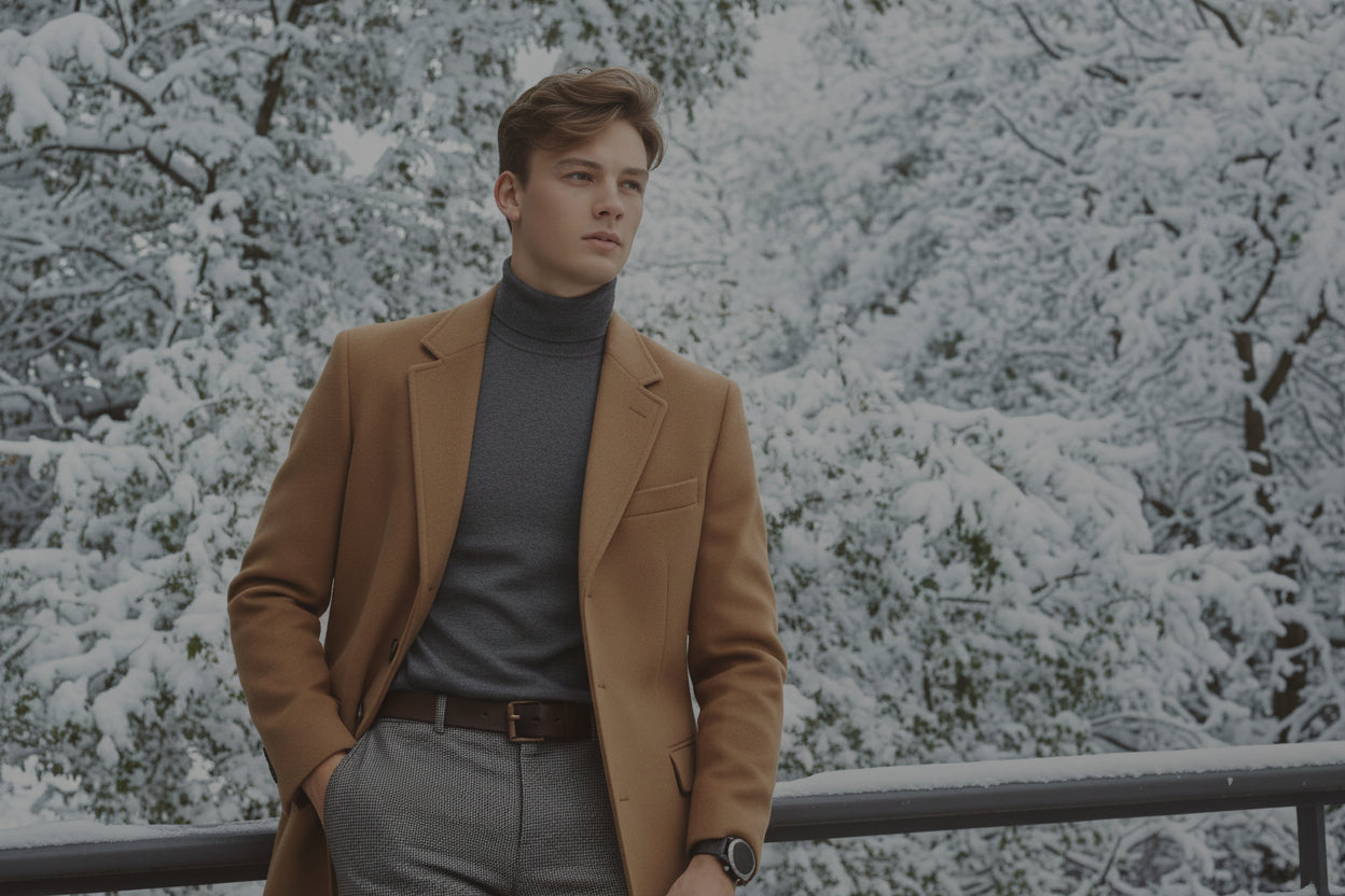 Man wearing a white t-shirt and brown pants standing outdoors with greenery in the background