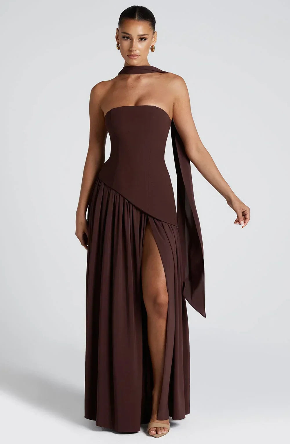 Vittoria Mancini Strapless Slit Maxi Dress
