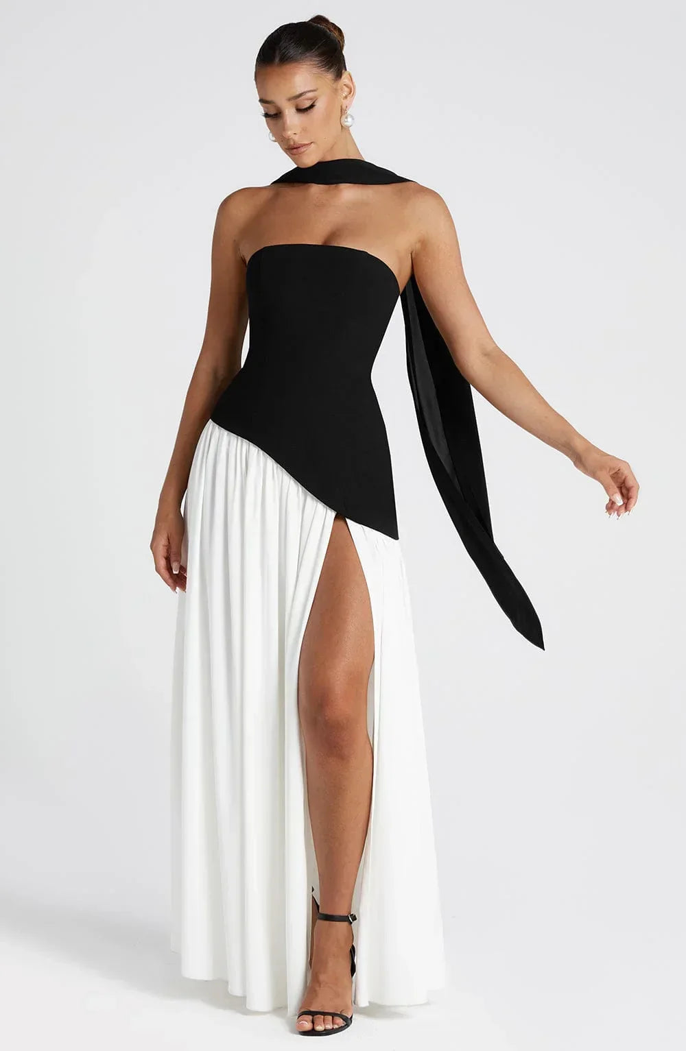 Vittoria Mancini Strapless Slit Maxi Dress