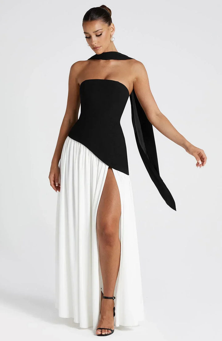 Vittoria Mancini Strapless Slit Maxi Dress