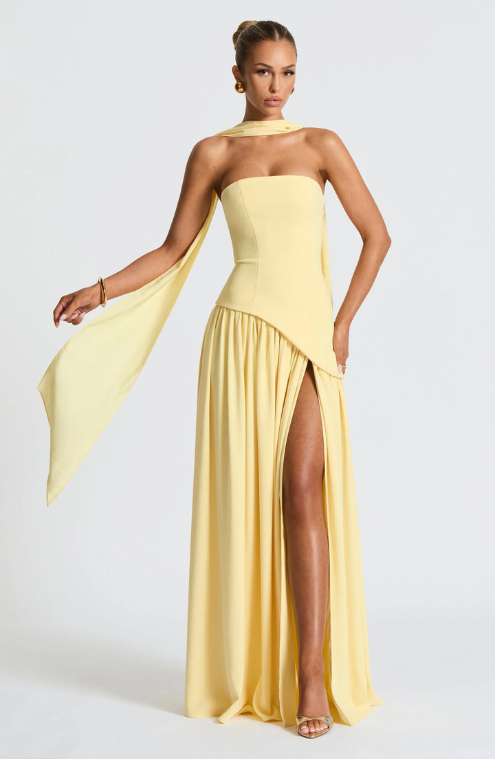 Vittoria Mancini Strapless Slit Maxi Dress