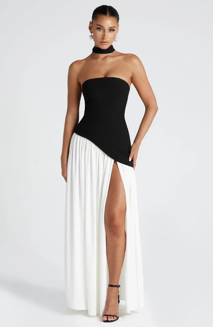 Vittoria Mancini Strapless Slit Maxi Dress