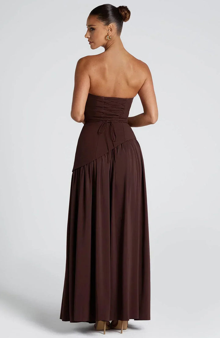 Vittoria Mancini Strapless Slit Maxi Dress