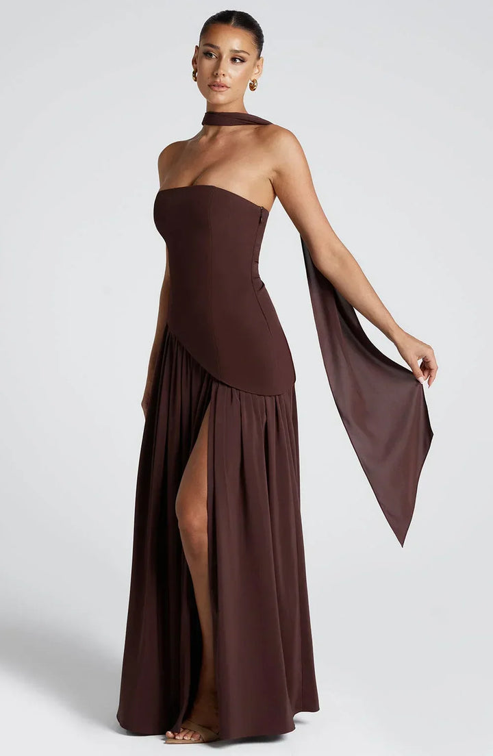 Vittoria Mancini Strapless Slit Maxi Dress