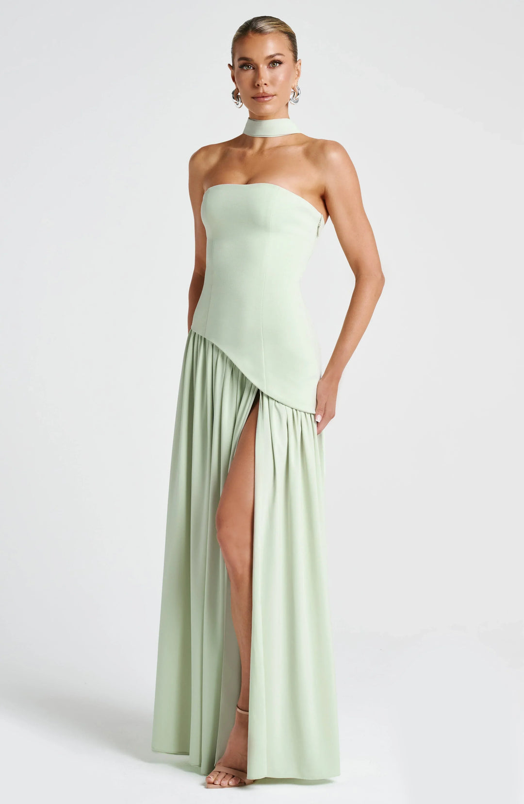 Vittoria Mancini Strapless Slit Maxi Dress