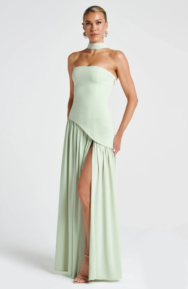 Vittoria Mancini Strapless Slit Maxi Dress