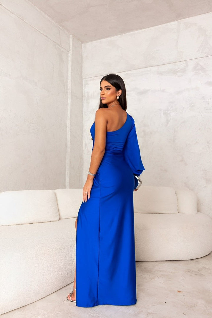 Vivienne Cazal One Shoulder Draped Midi Dress
