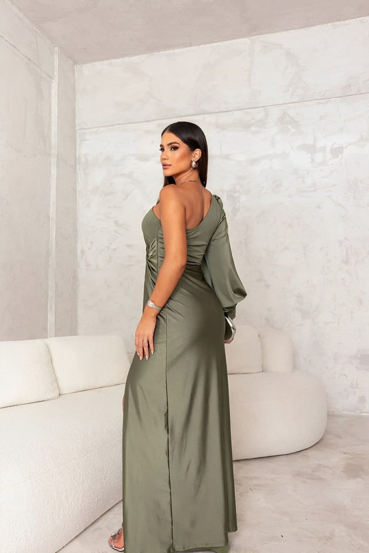 Seraphine Cazel One Shoulder Slit Maxi Dress